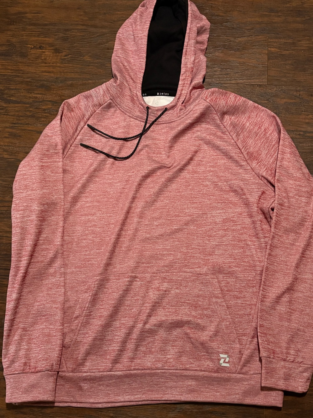 ZELOS Dusty Rose Hooded Pullover with Black Drawcords